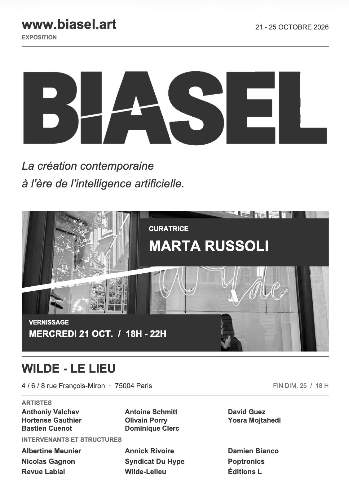BIASEL : AQUA ORO, lancement de LABIAL et l’art à l’ère de l’IA