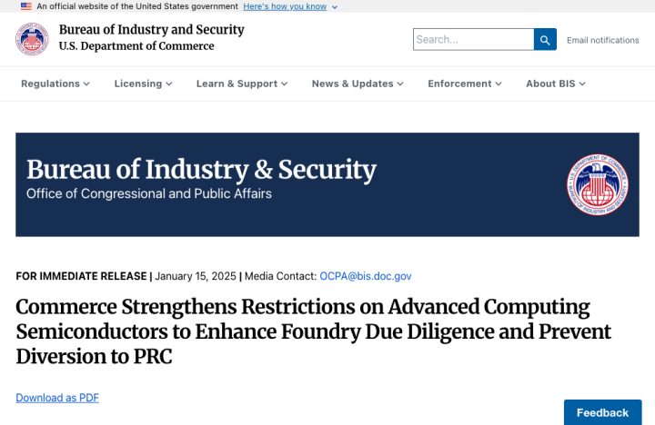 US BIS — Advanced semiconductor restrictions