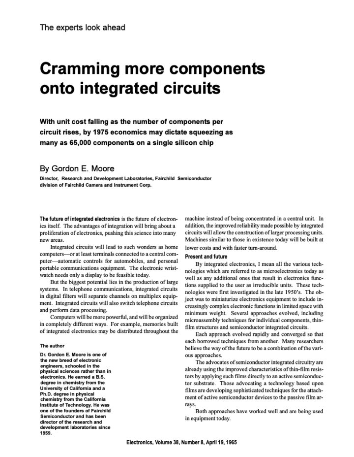 Cramming More Components onto Integrated Circuits