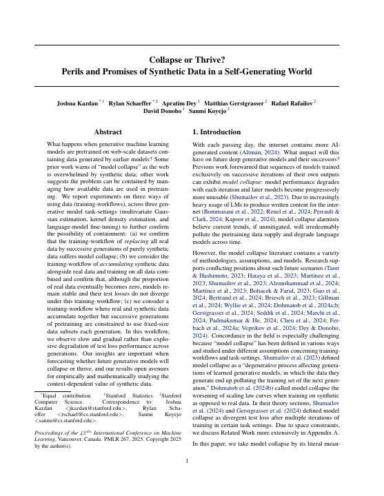 Joshua Kazdan et al. — Collapse or Thrive?